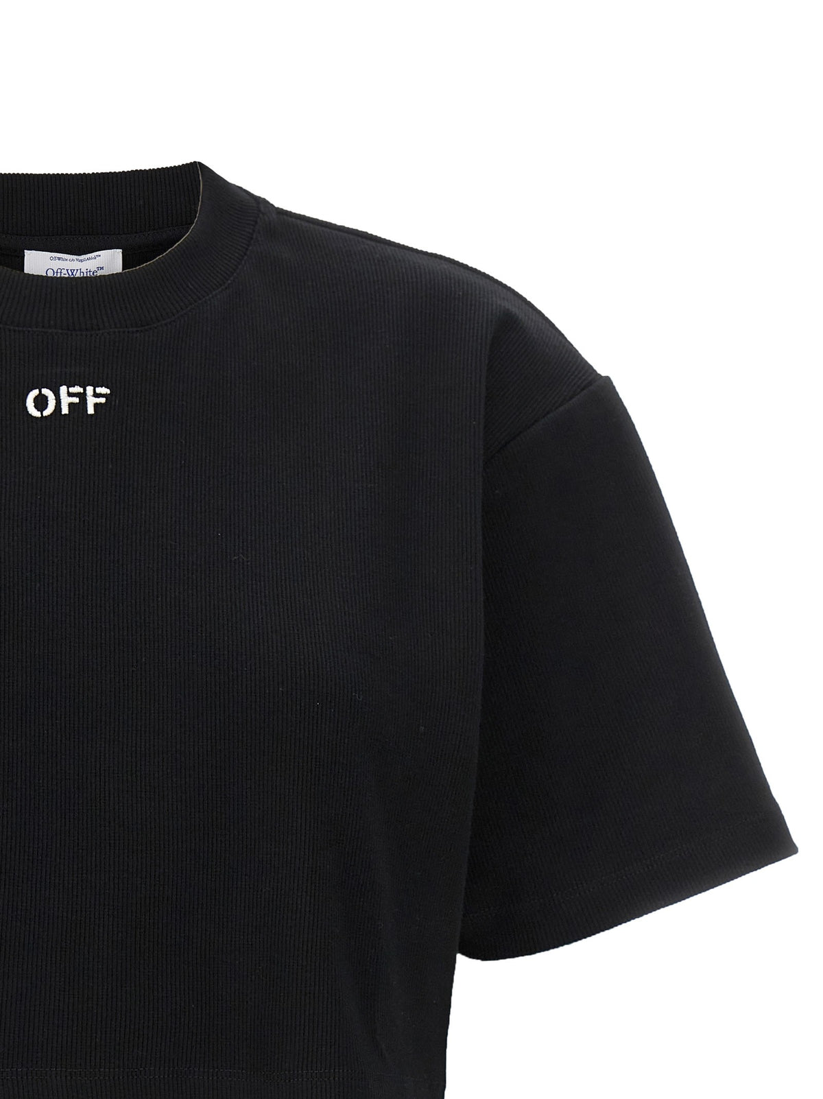 Off-White Off Stamp Cropped T-shirt – Zwart