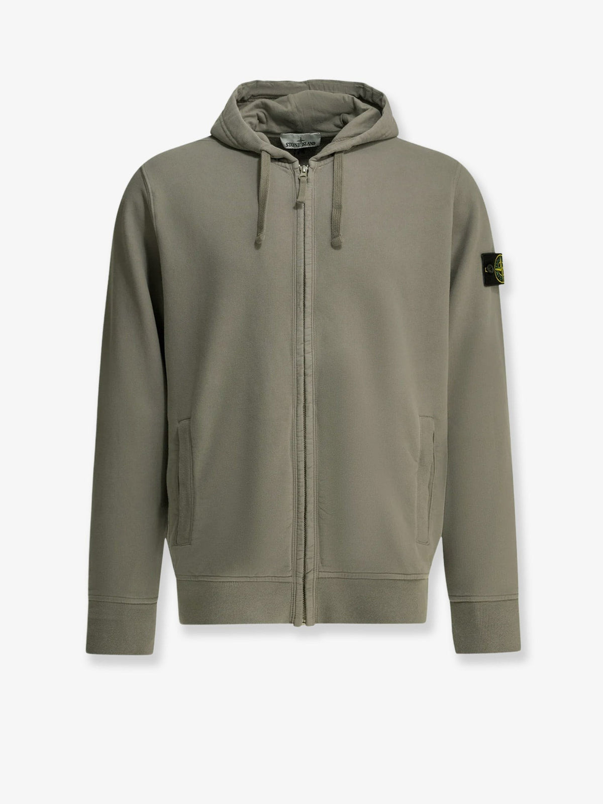 Stone Island Katoenen Hoodie met rits – Saliegroen