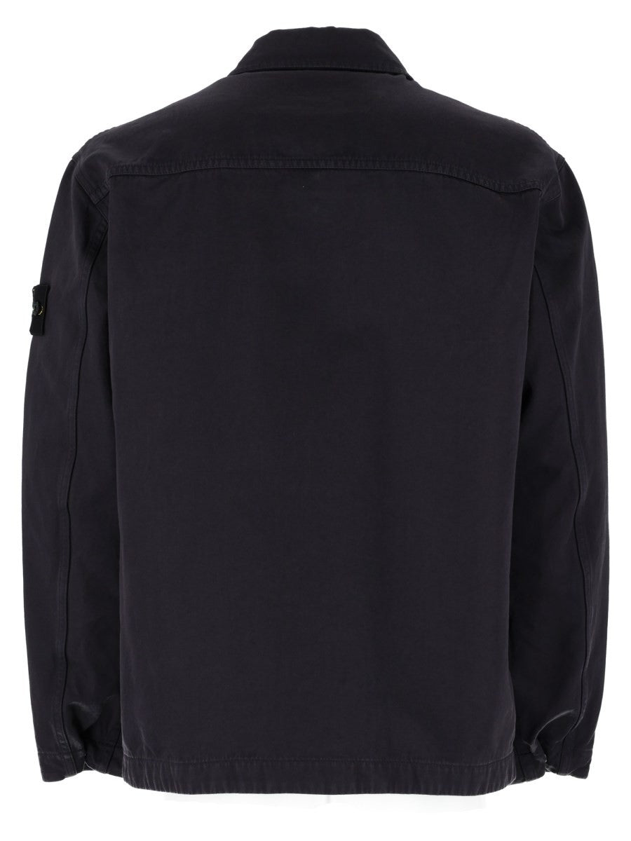 Stone Island Katoenen Twill Overshirt – Marineblauw