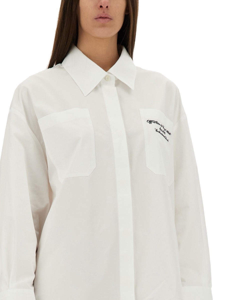 Off-White Oversized Popeline Overhemdjurk – Wit