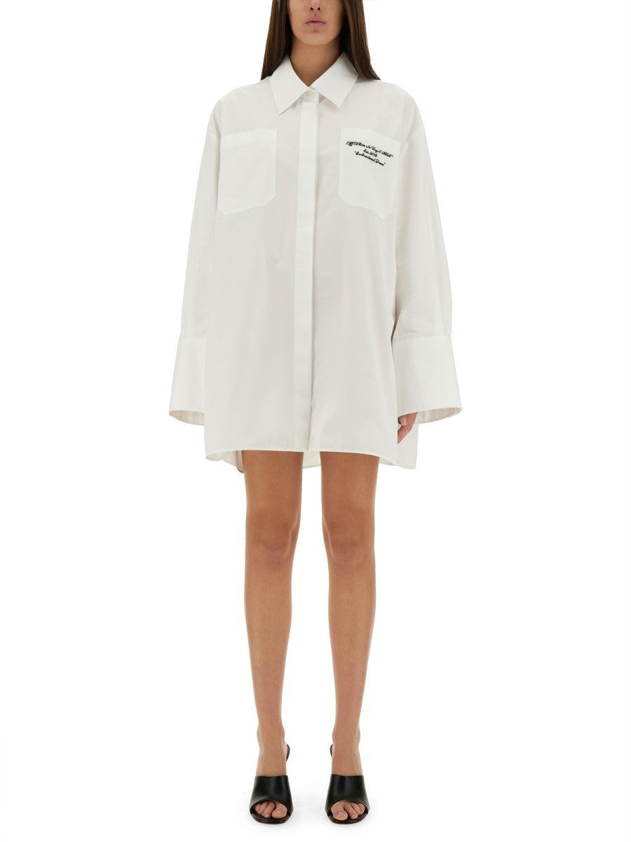 Off-White Oversized Popeline Overhemdjurk – Wit