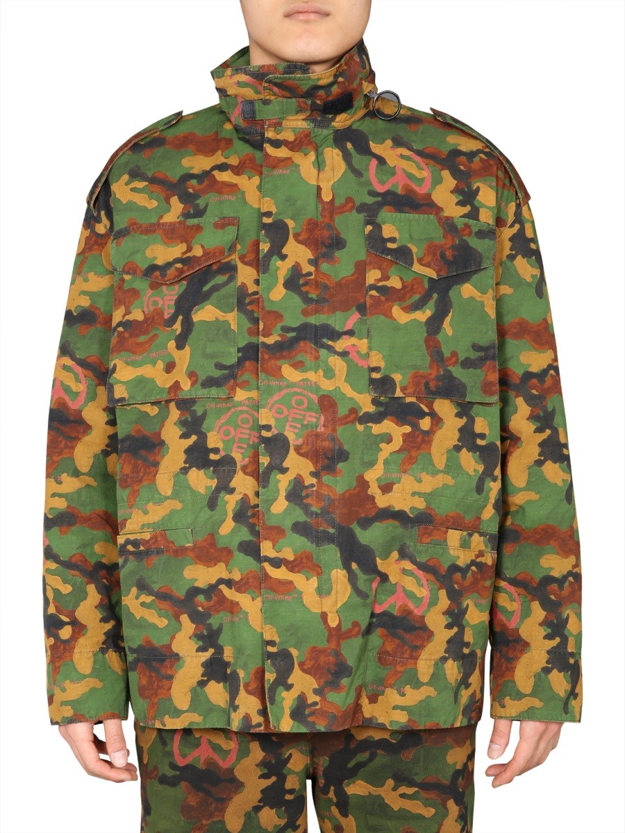 Off-White Gewatteerde Jas – Legergroen