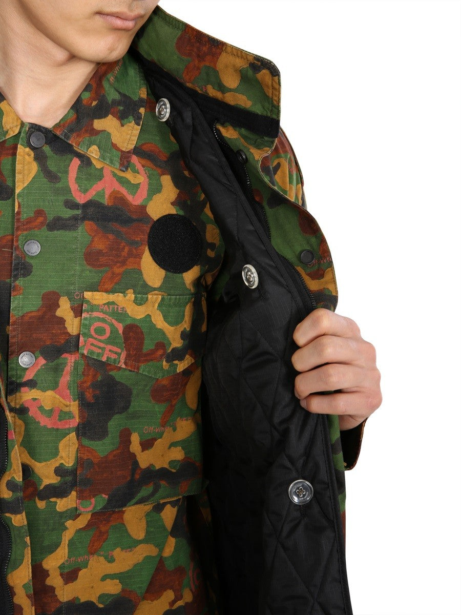Off-White Gewatteerde Jas – Legergroen