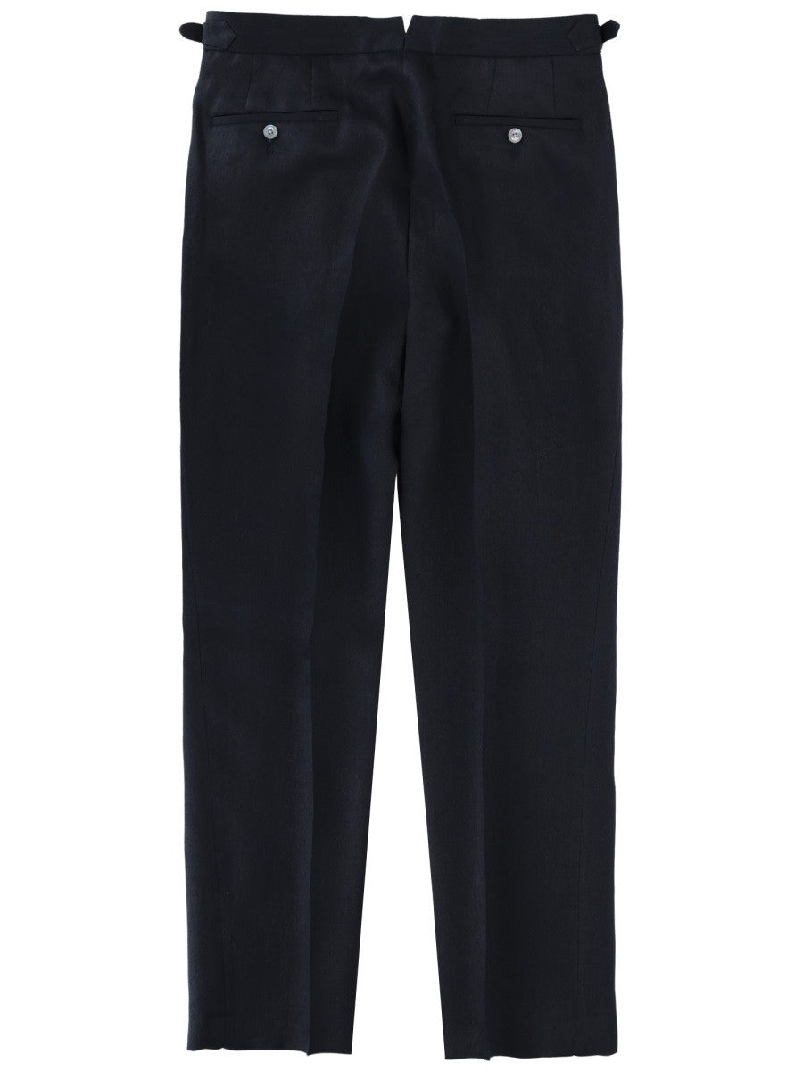 Boss Linnen Pantalon met plooien – Marineblauw
