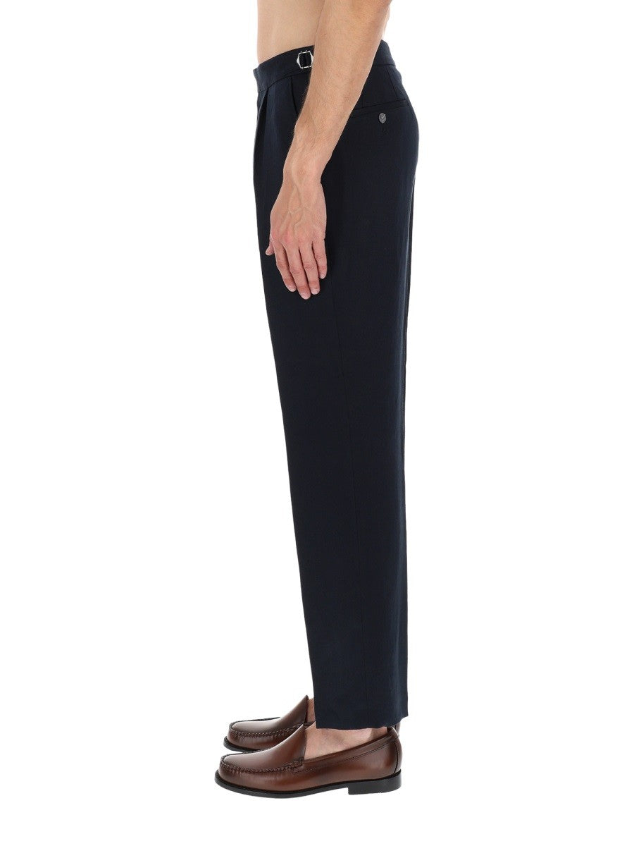 Boss Linnen Pantalon met plooien – Marineblauw