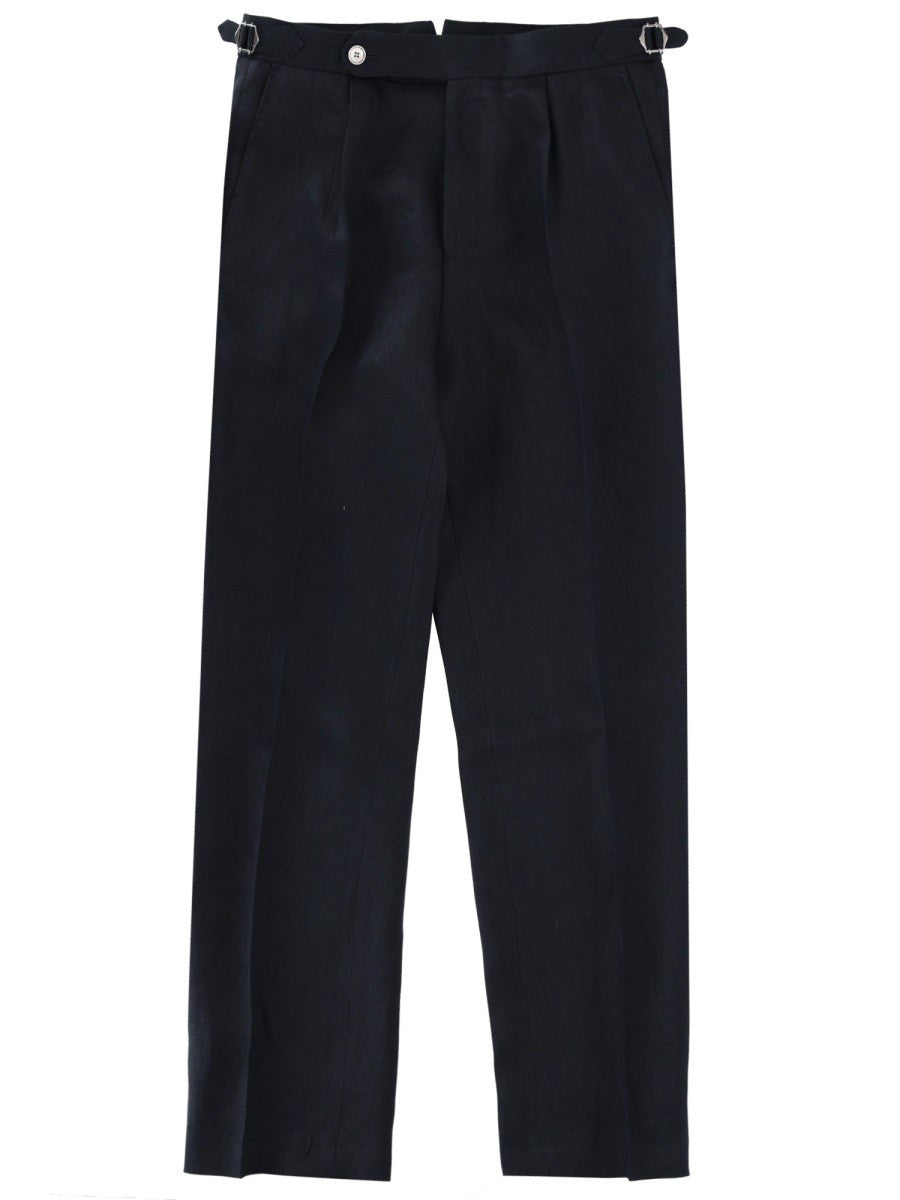 Boss Linnen Pantalon met plooien – Marineblauw