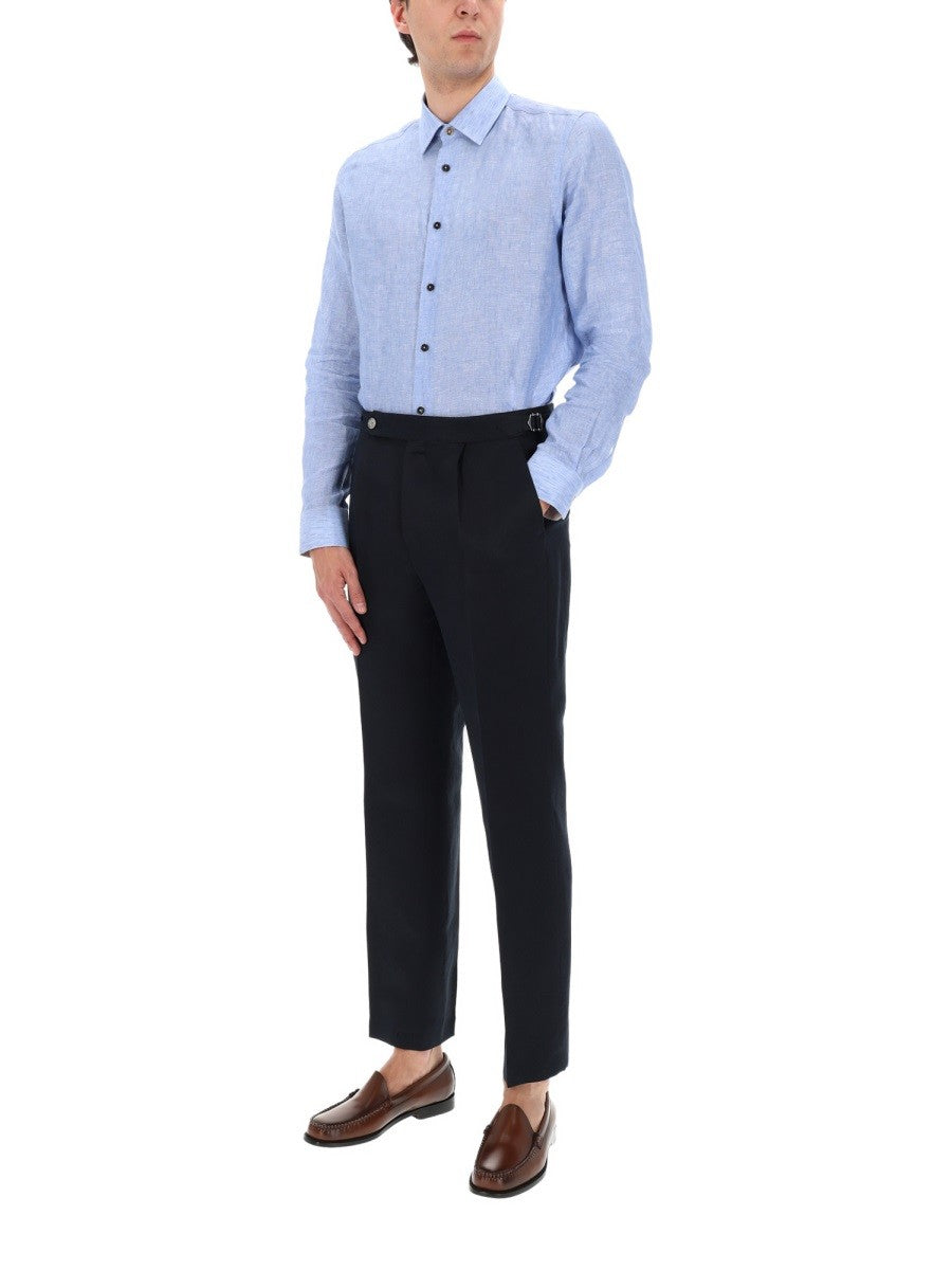 Boss Linnen Pantalon met plooien – Marineblauw