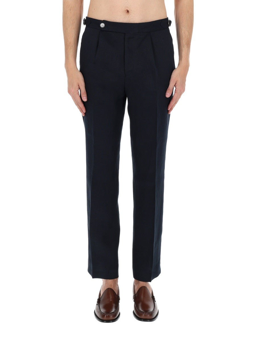 Boss Linnen Pantalon met plooien – Marineblauw