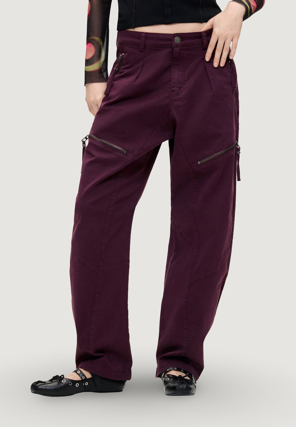 Desigual Zippers Broek – Bordeaux
