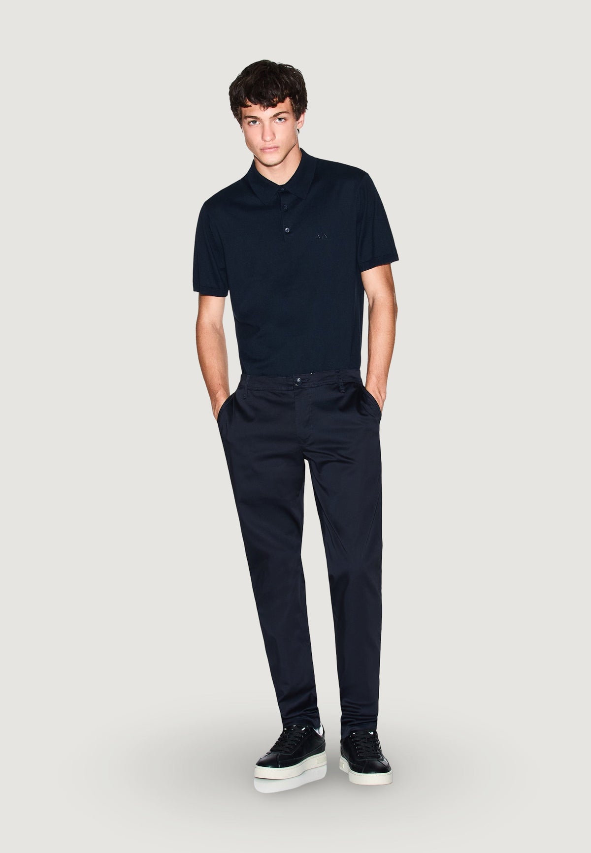 Armani Exchange Skinny Broek van Katoenmix – Blauw