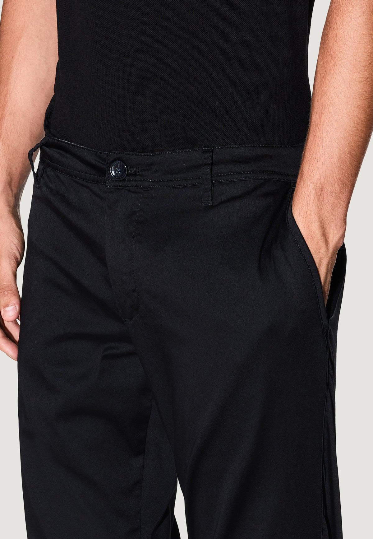 Armani Exchange Skinny Broek van Katoenmix – Zwart