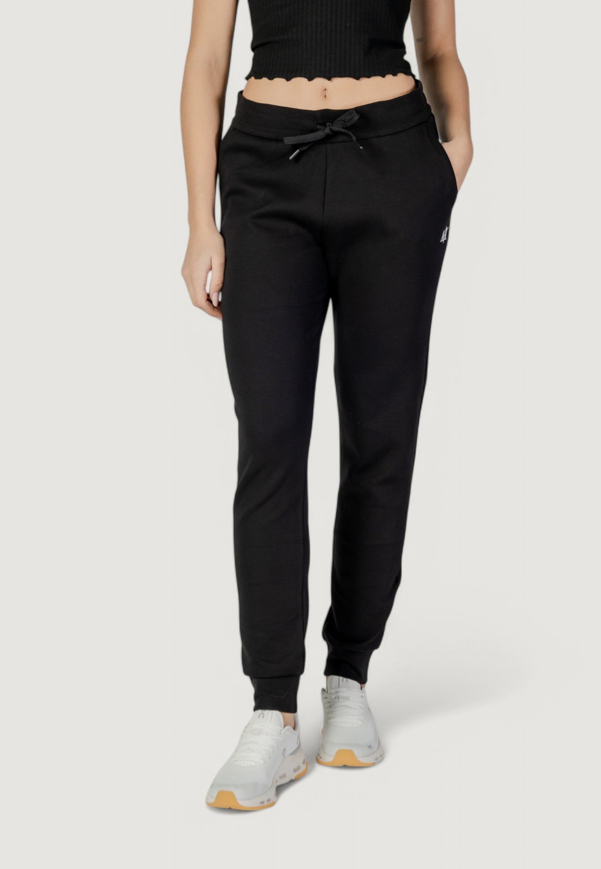 Armani Exchange Joggingbroek van Katoenmix met Veters Dames – Zwart