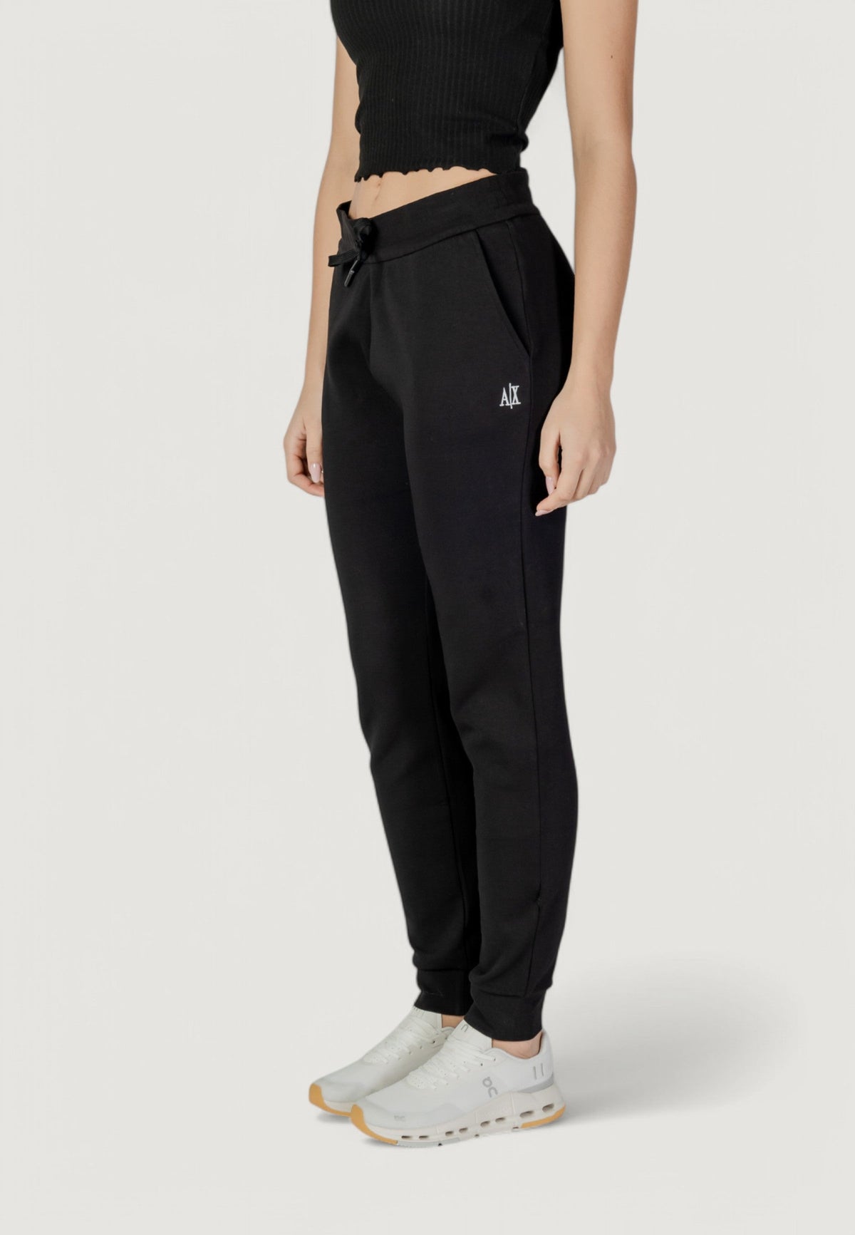 Armani Exchange Joggingbroek van Katoenmix met Veters Dames – Zwart