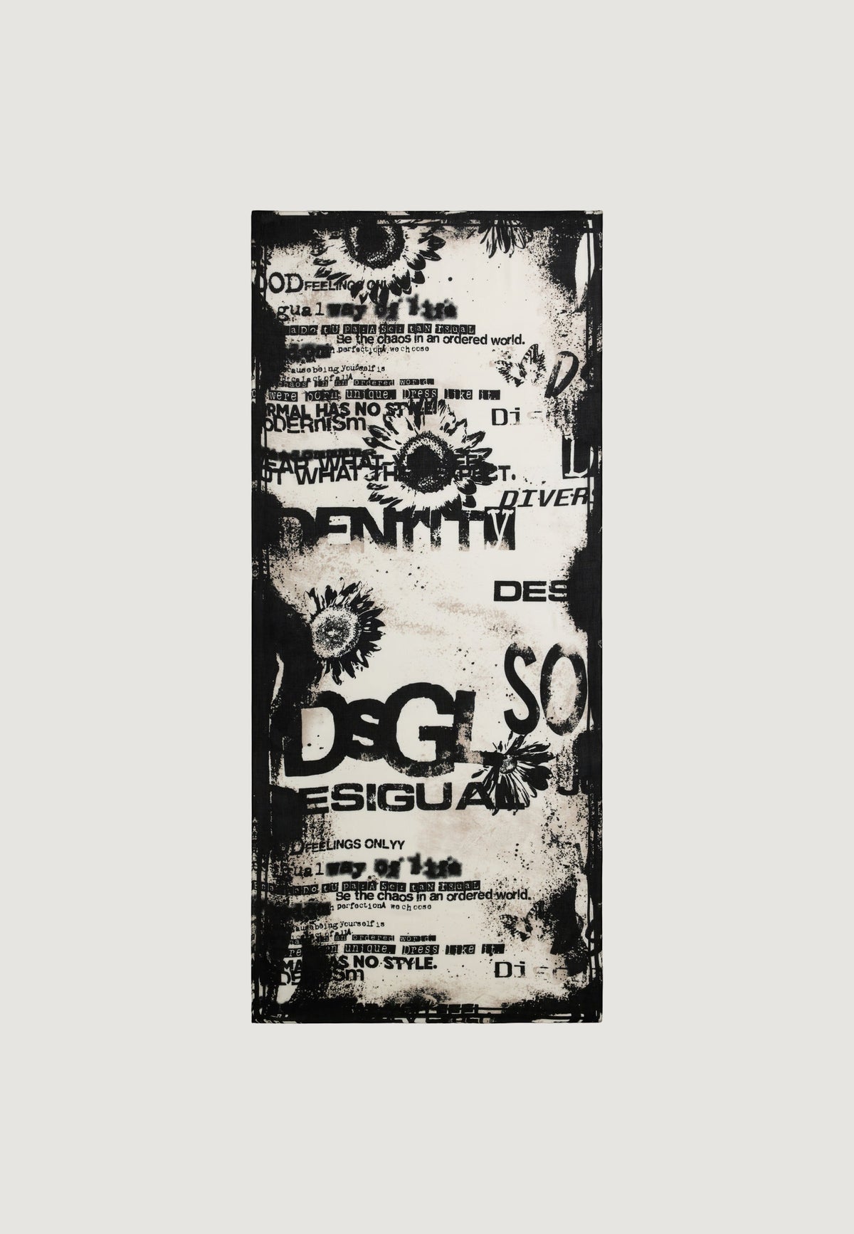 Desigual Lettering Sjaal – Zwart / Wit
