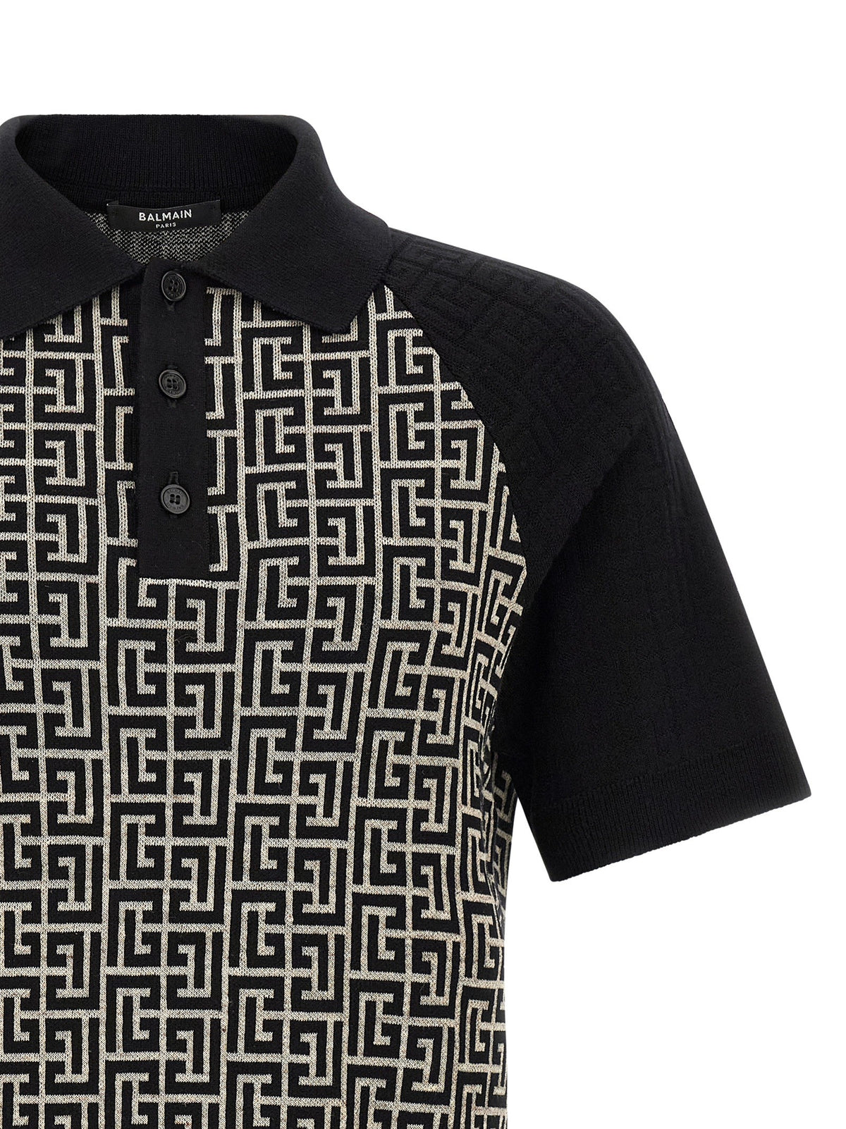 Balmain Polo met monogram – Wit / Zwart