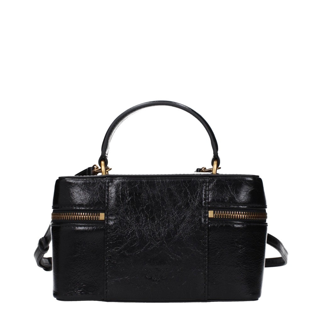 Pinko Leren crossbodytas met rits – Zwart