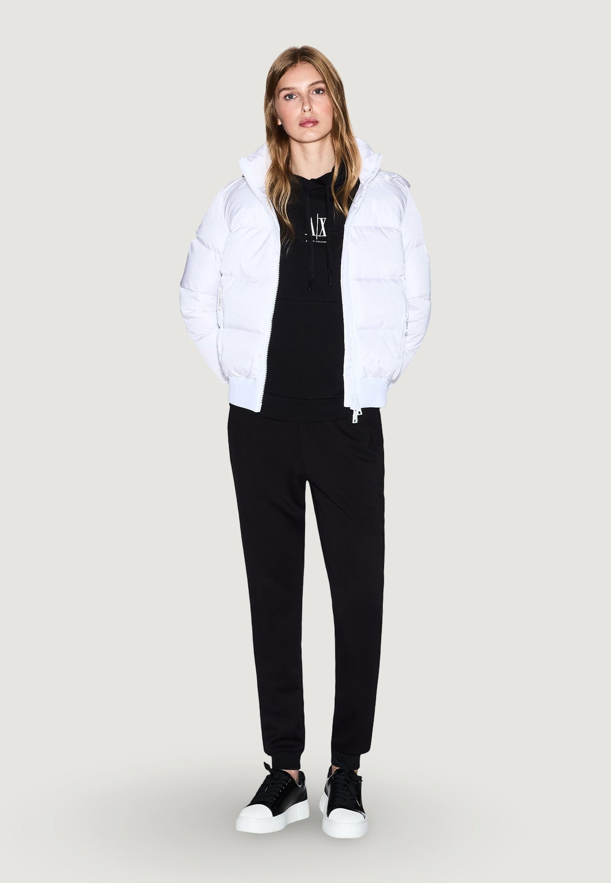 Armani Exchange Donsjas met Capuchon Dames – Wit