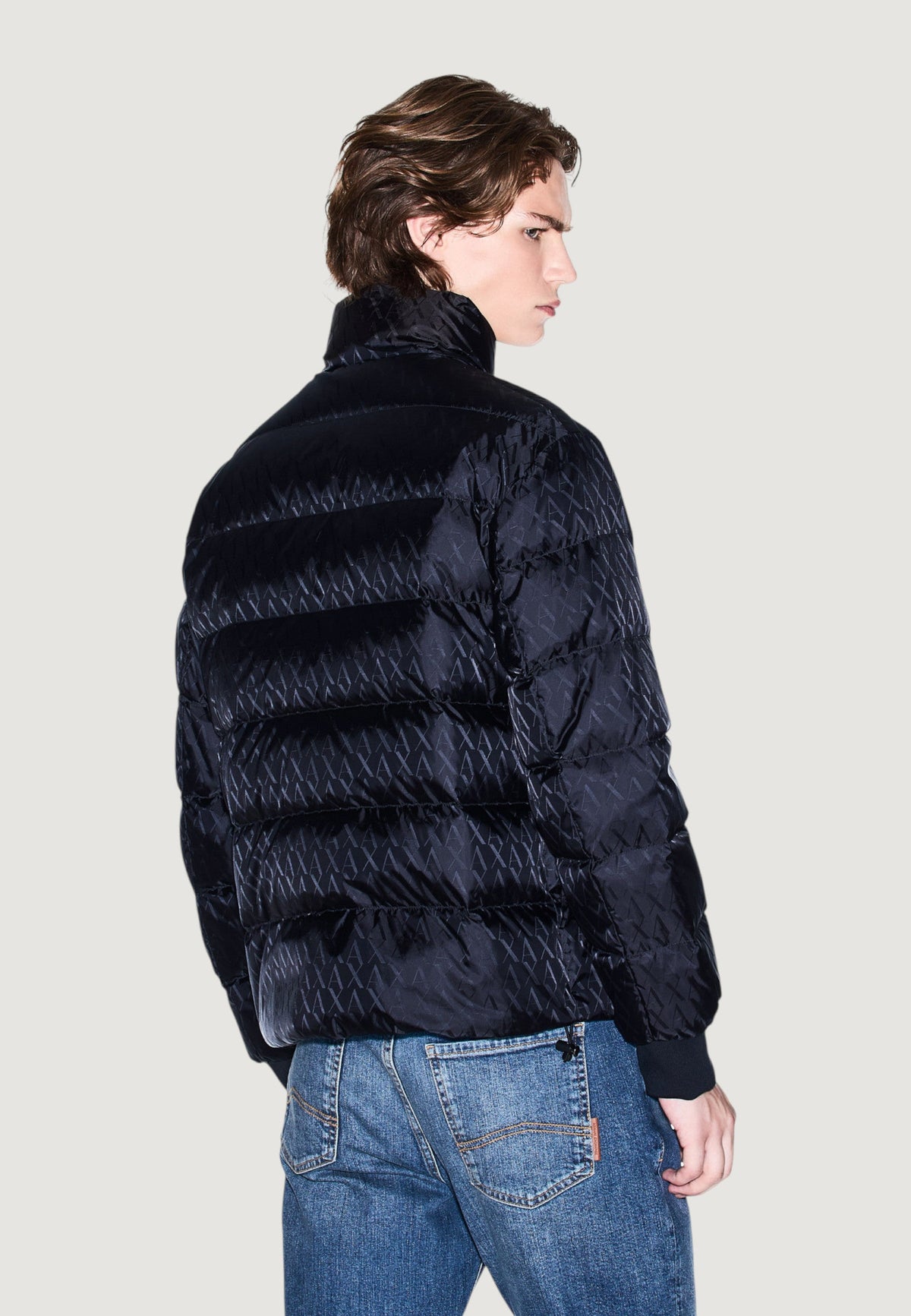 Armani Exchange Donsjas met Hoge Kraag – Blauw