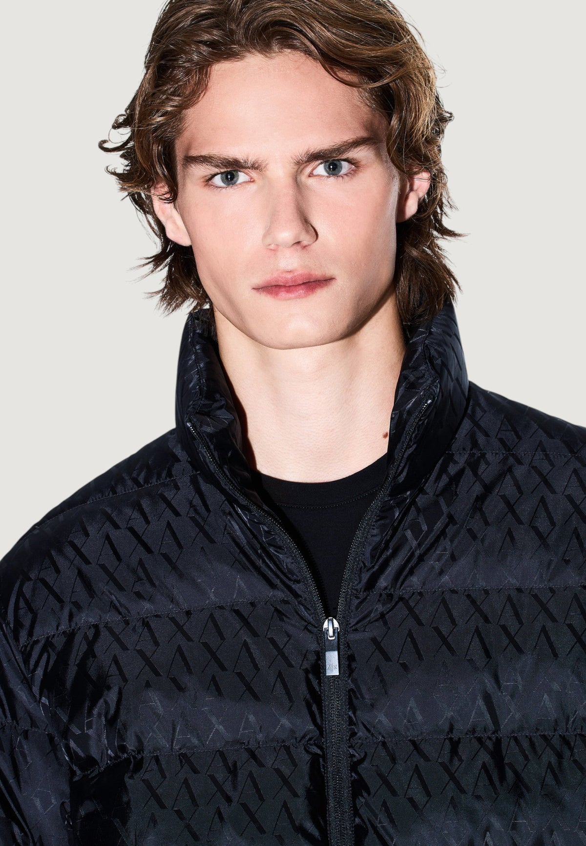 Armani Exchange Donsjas met Hoge Kraag – Blauw