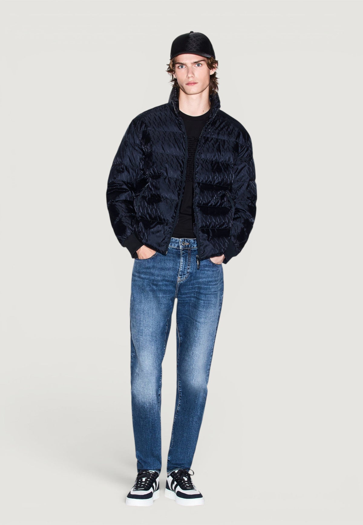 Armani Exchange Donsjas met Hoge Kraag – Blauw