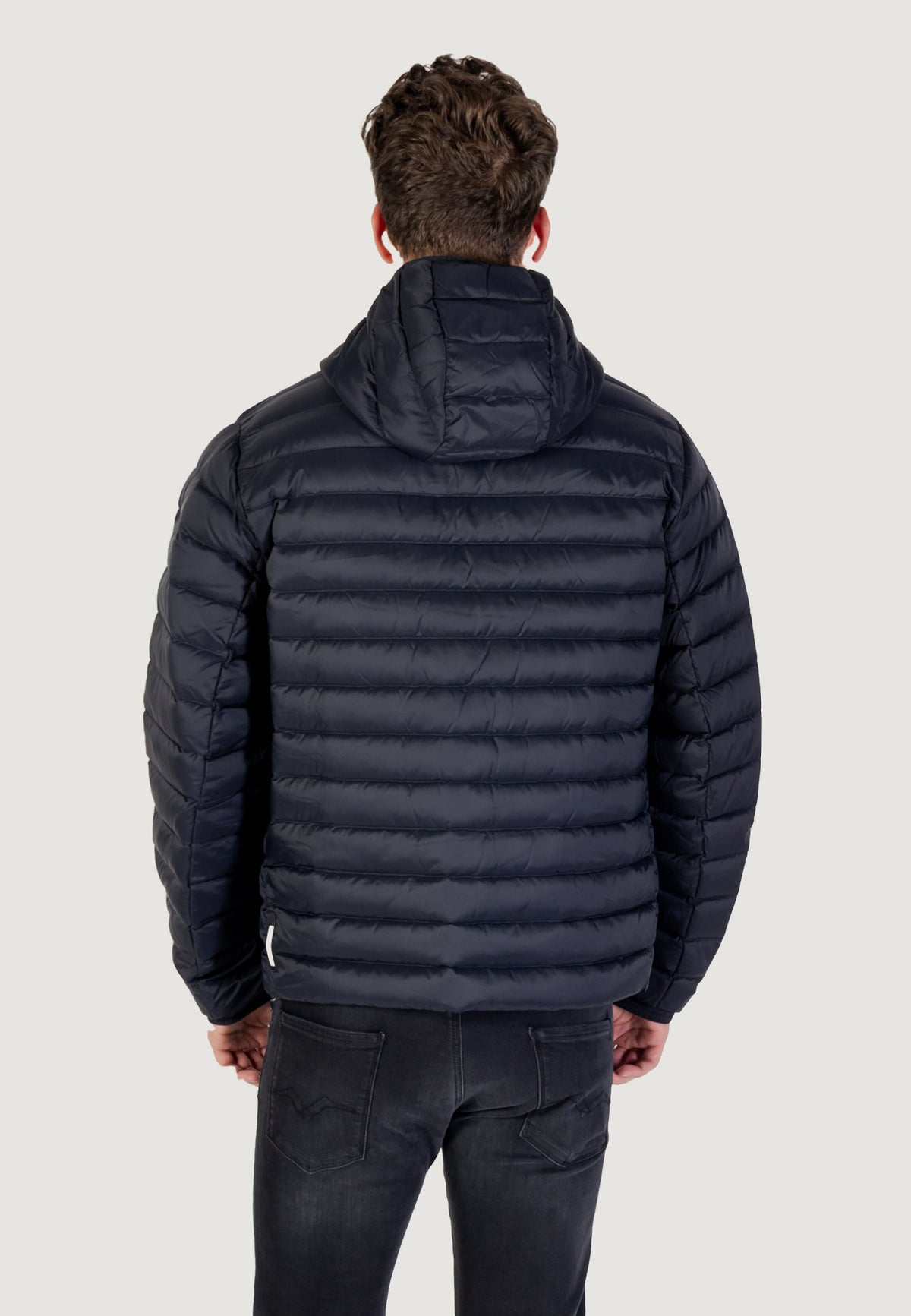 Armani Exchange Donsjas met Hoge Hals en Capuchon – Marineblauw