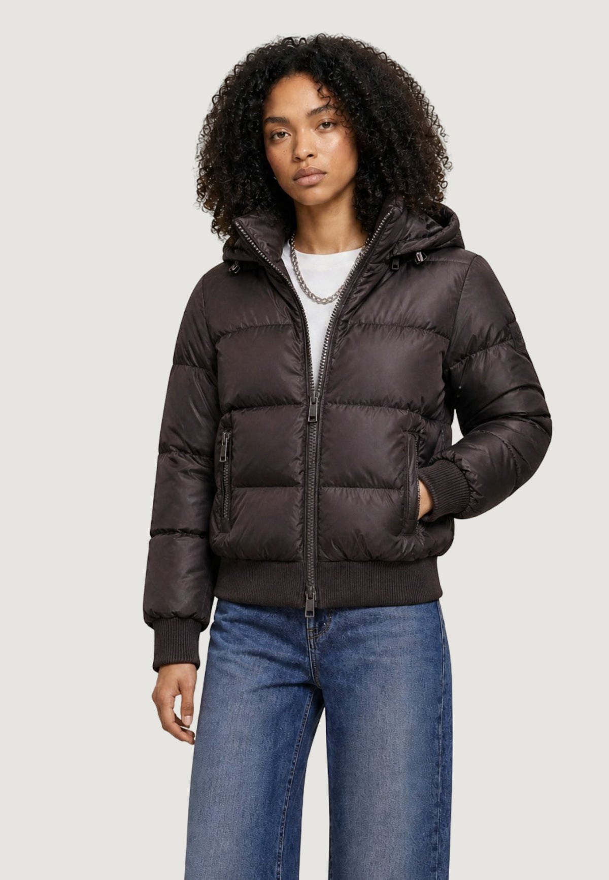 Armani Exchange Donsjas met Capuchon Dames – Bruin