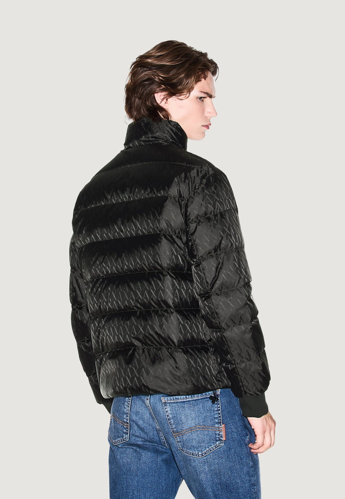 Armani Exchange Donsjas met Hoge Kraag – Zwart