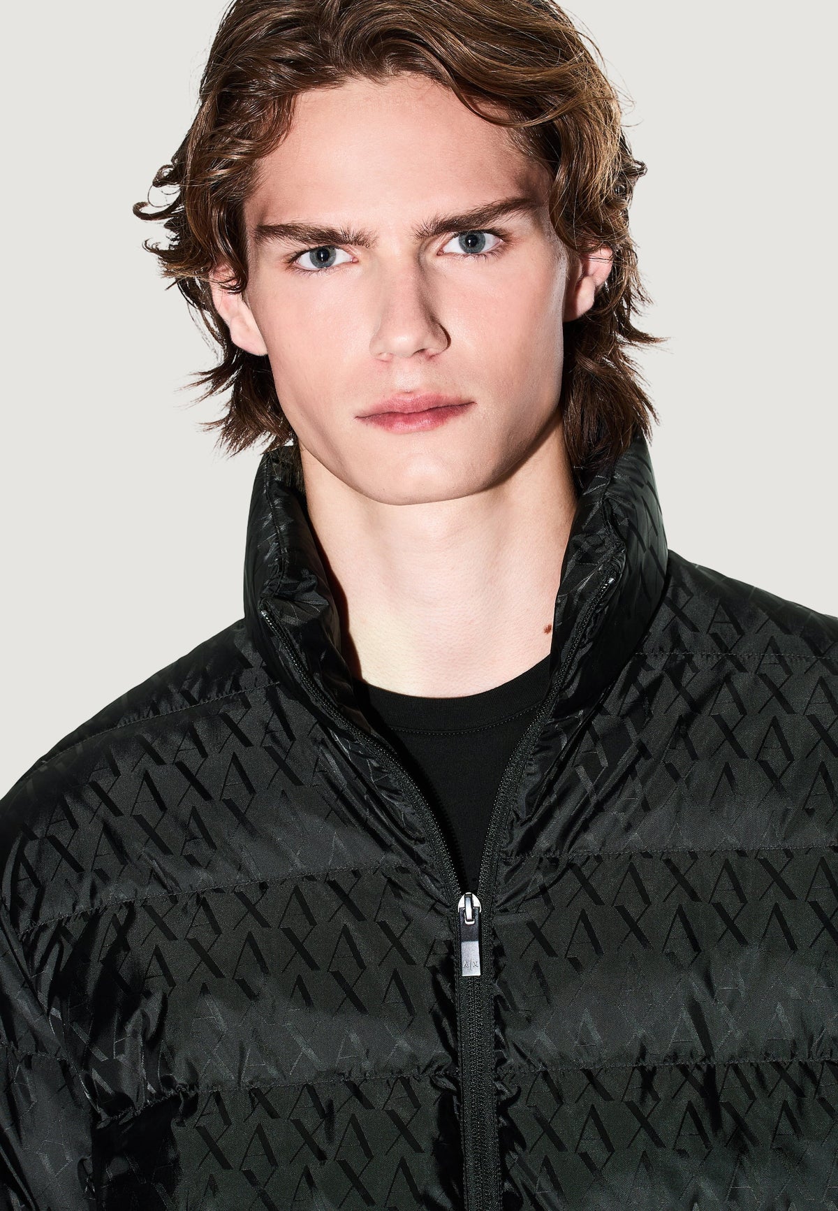 Armani Exchange Donsjas met Hoge Kraag – Zwart