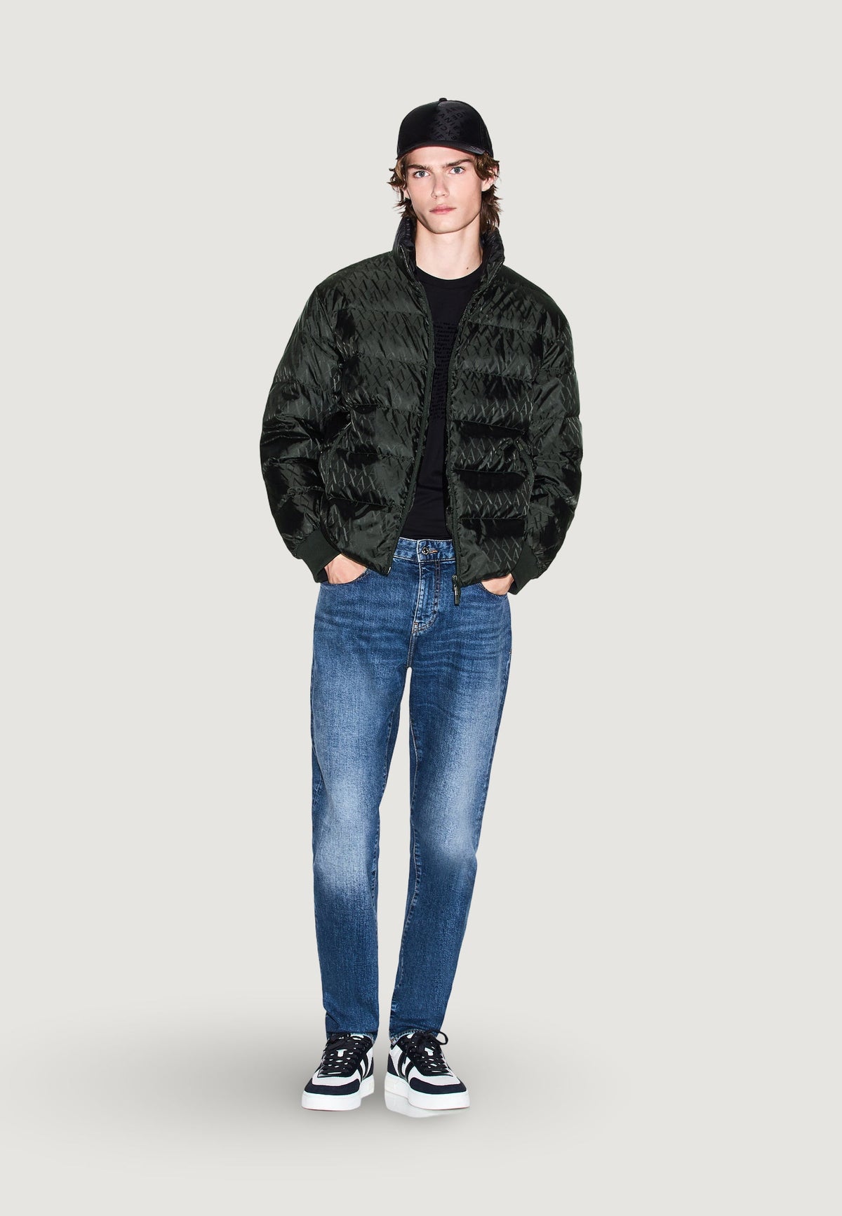 Armani Exchange Donsjas met Hoge Kraag – Zwart