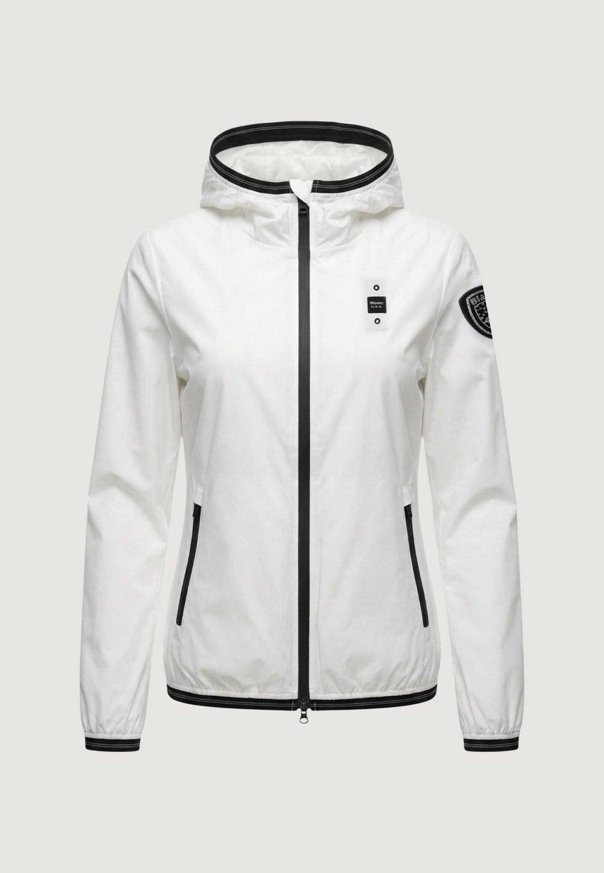 Blauer Nay Jas met vaste capuchon – Wit