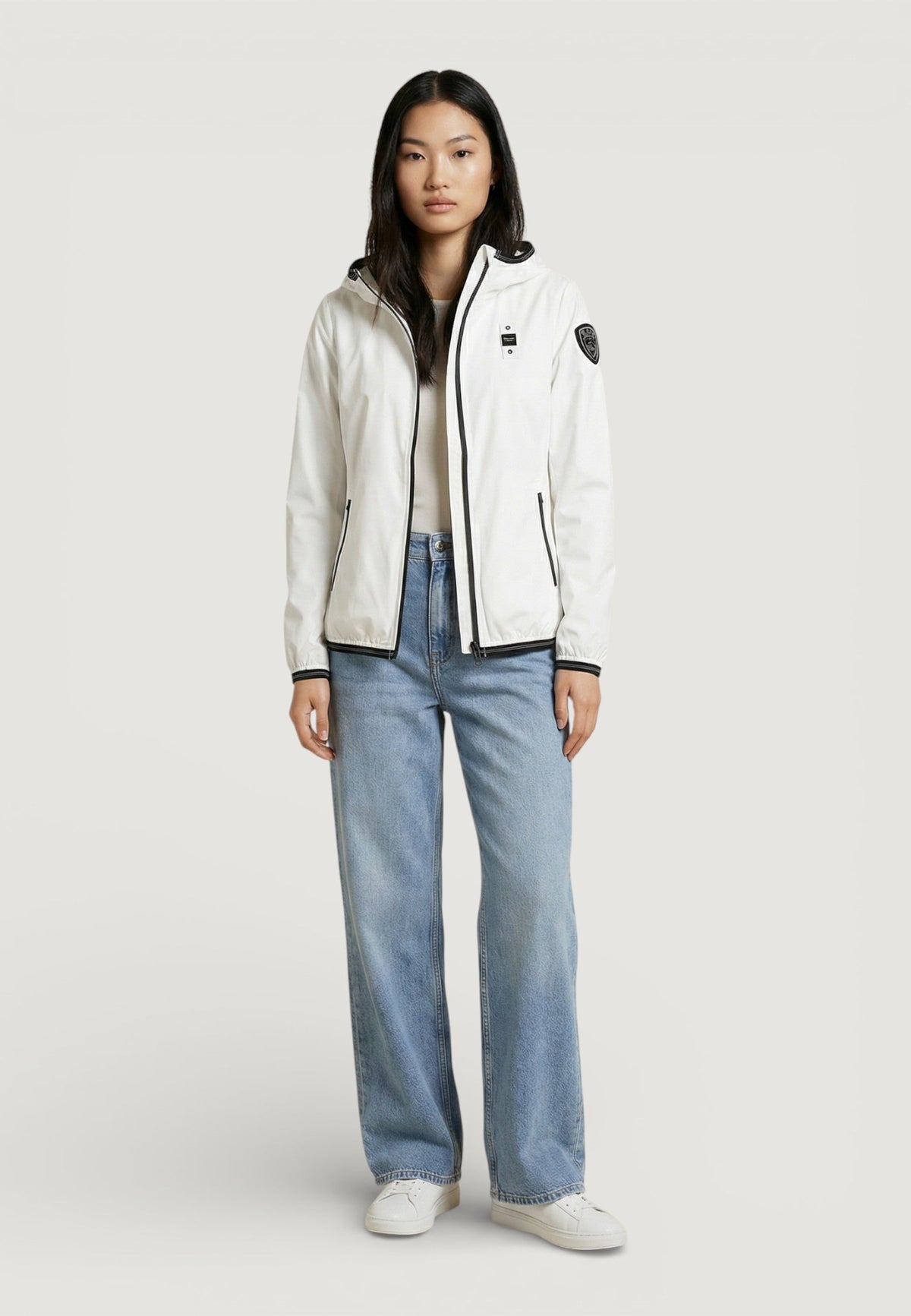 Blauer Nay Jas met vaste capuchon – Wit