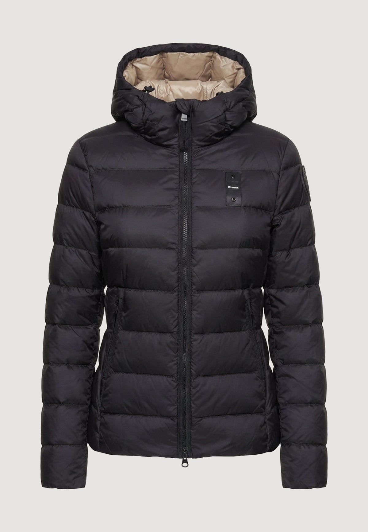 Blauer Charme Gewatteerde jas met capuchon – Zwart