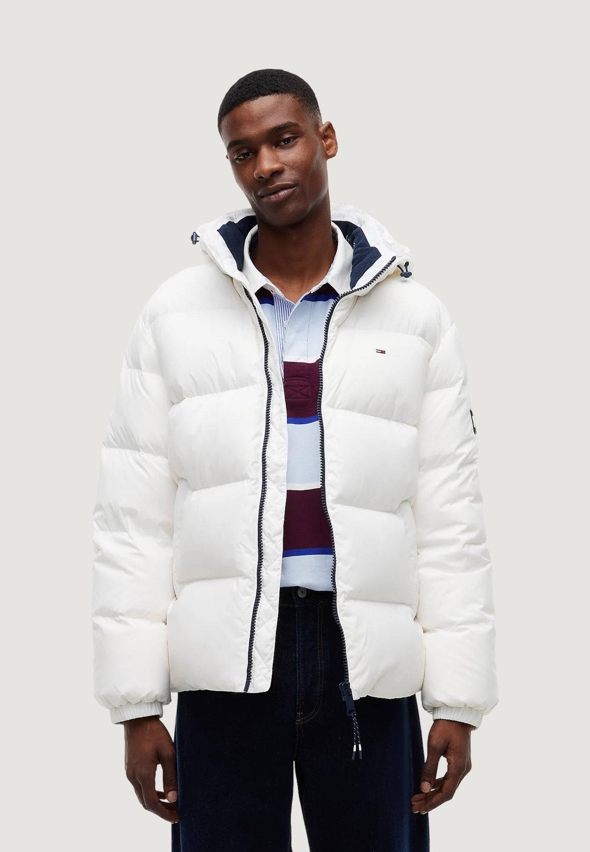 Tommy Hilfiger Donsjas met capuchon en zijzakken – Wit