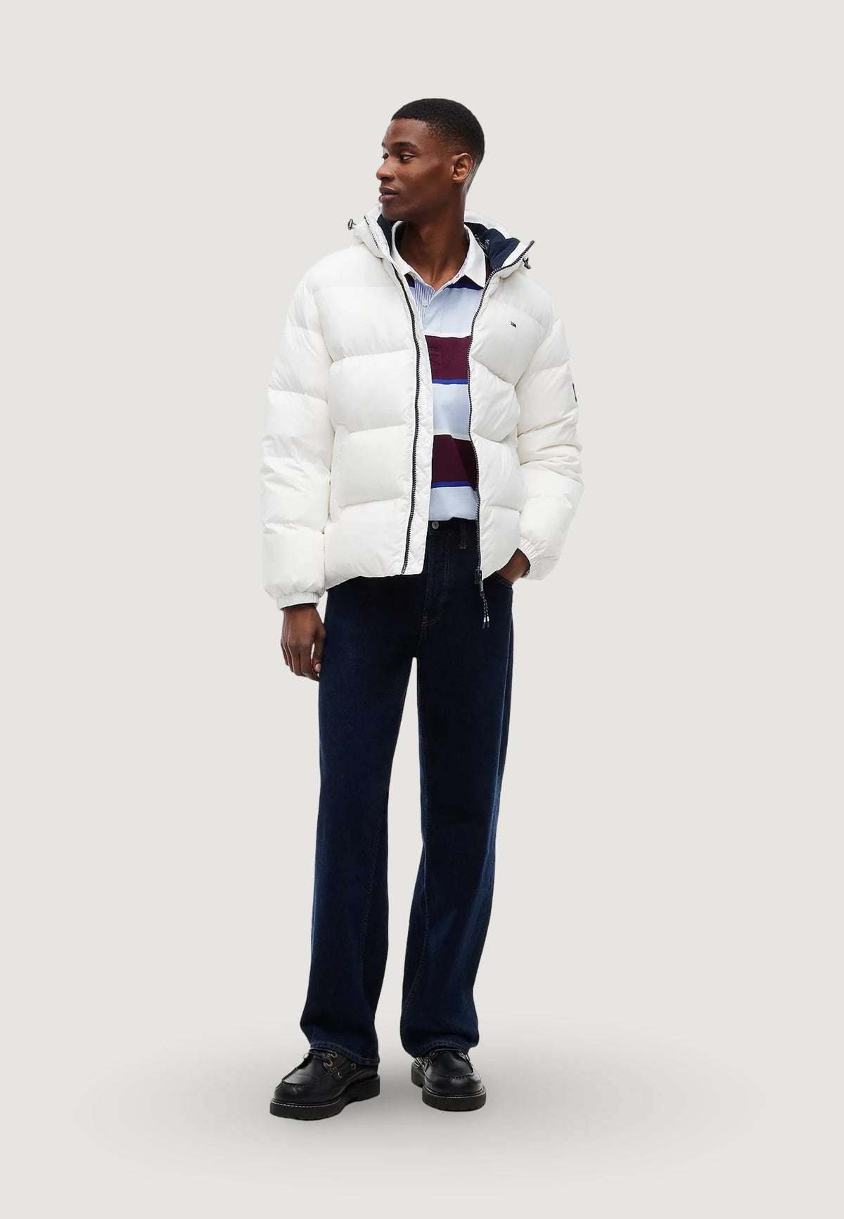 Tommy Hilfiger Donsjas met capuchon en zijzakken – Wit