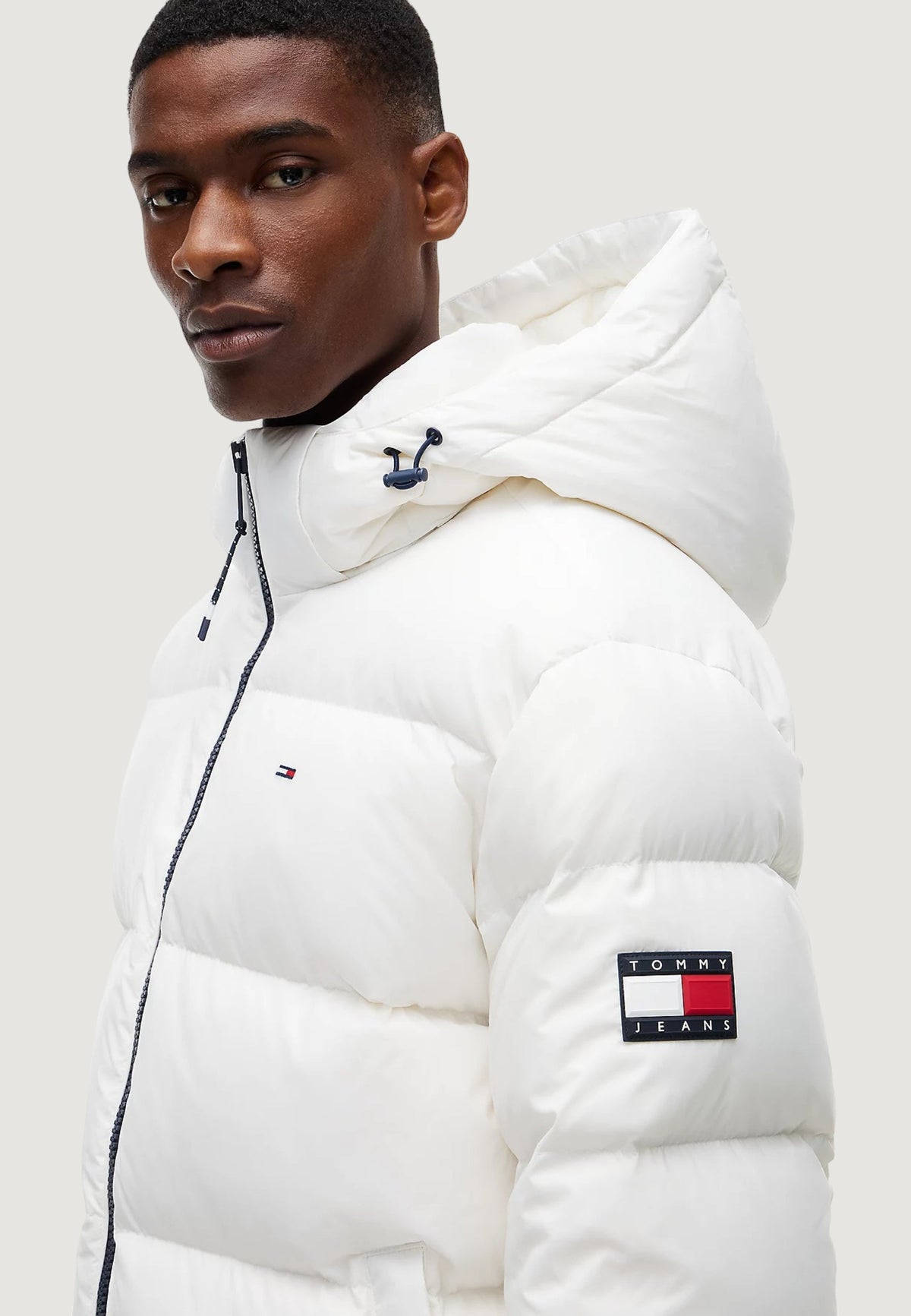 Tommy Hilfiger Donsjas met capuchon en zijzakken – Wit