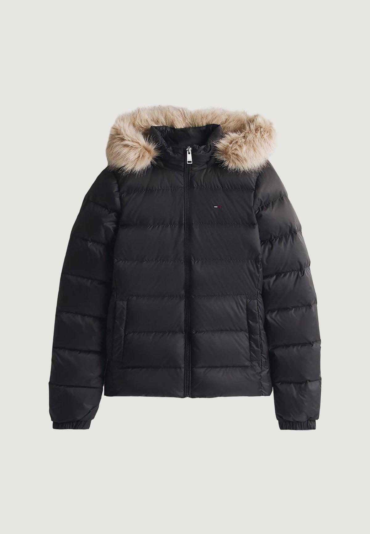 Tommy Hilfiger Donsjas met capuchon en voorzakken – Zwart