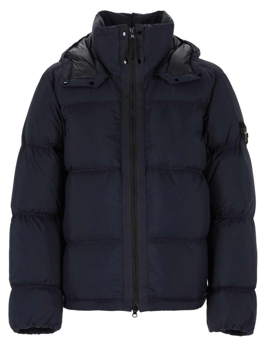 Stone Island Donsjas met afneembare capuchon – Marineblauw