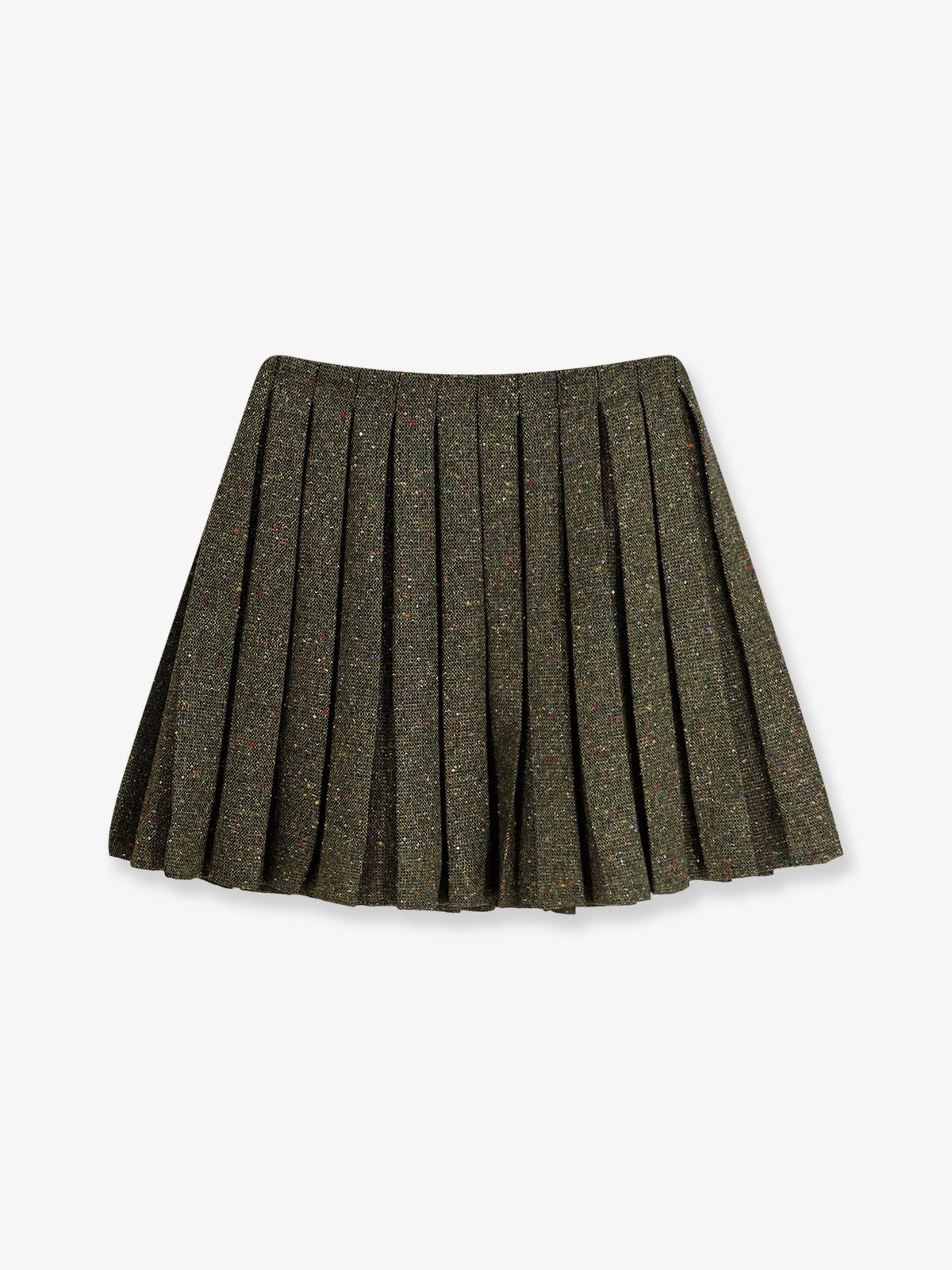 Christian Dior Geplooide Minirok met pailletten – Olijfgroen