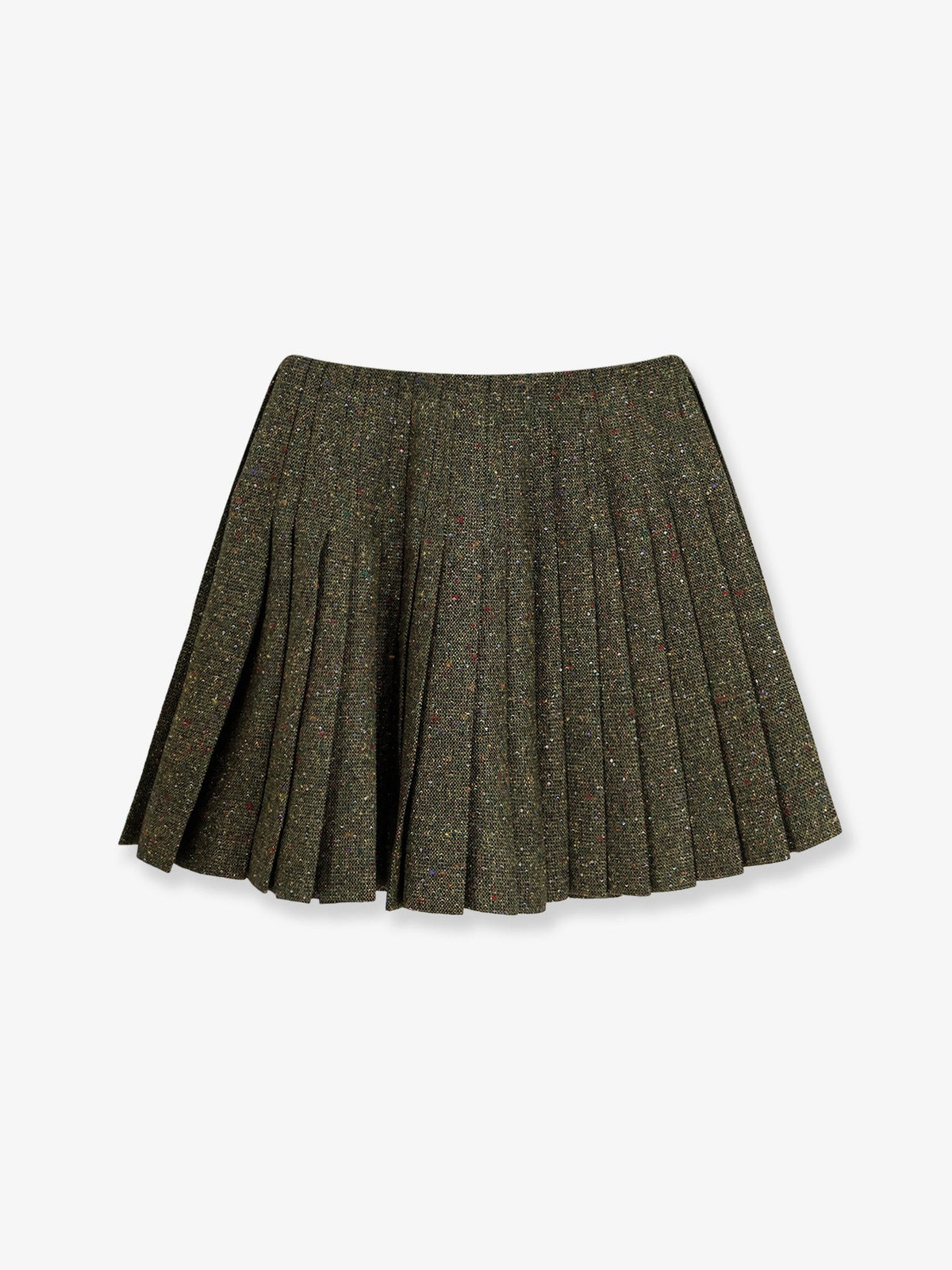 Christian Dior Geplooide Minirok met pailletten – Olijfgroen