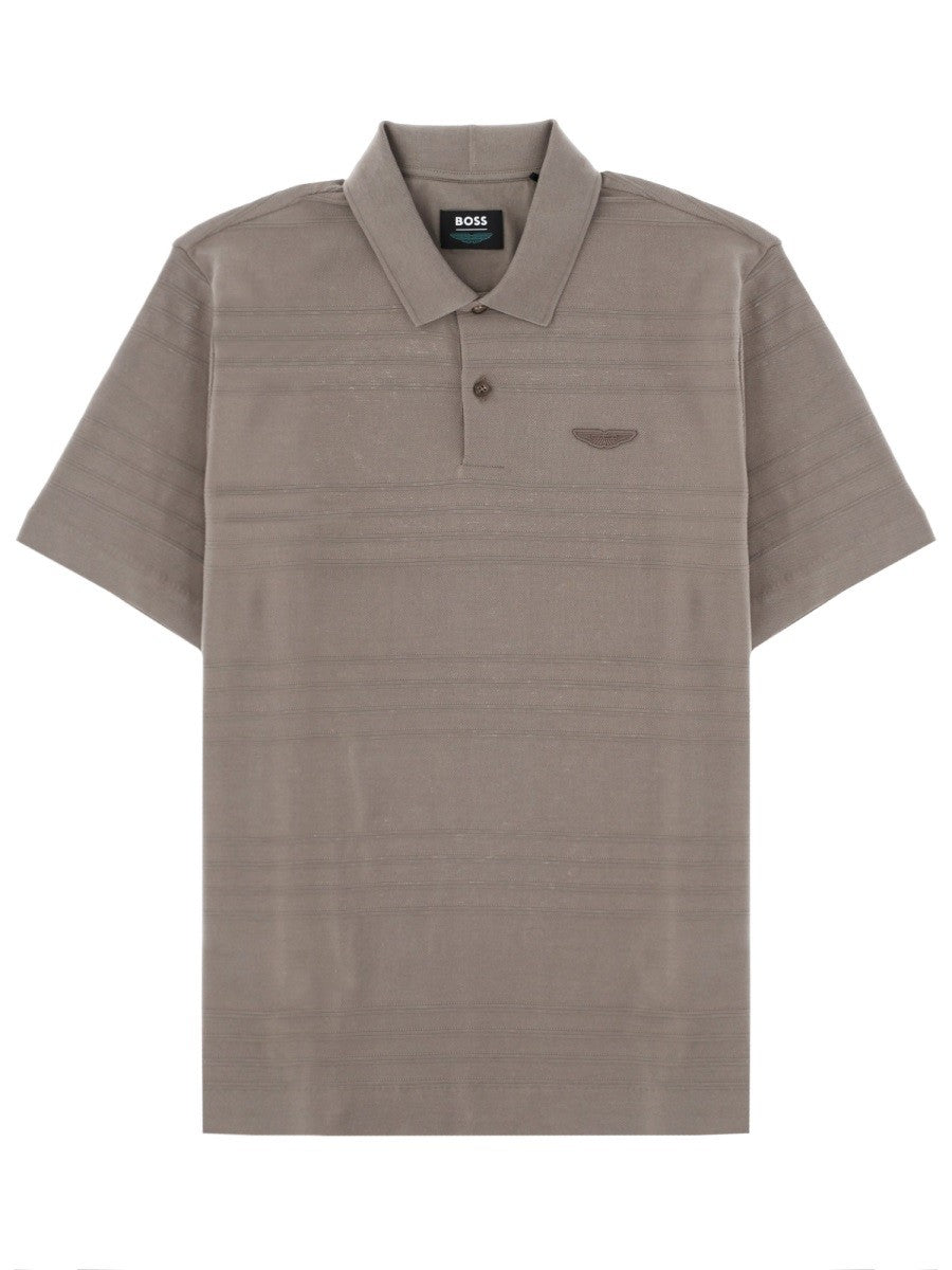 Boss Katoenen Polo met logo – Taupe
