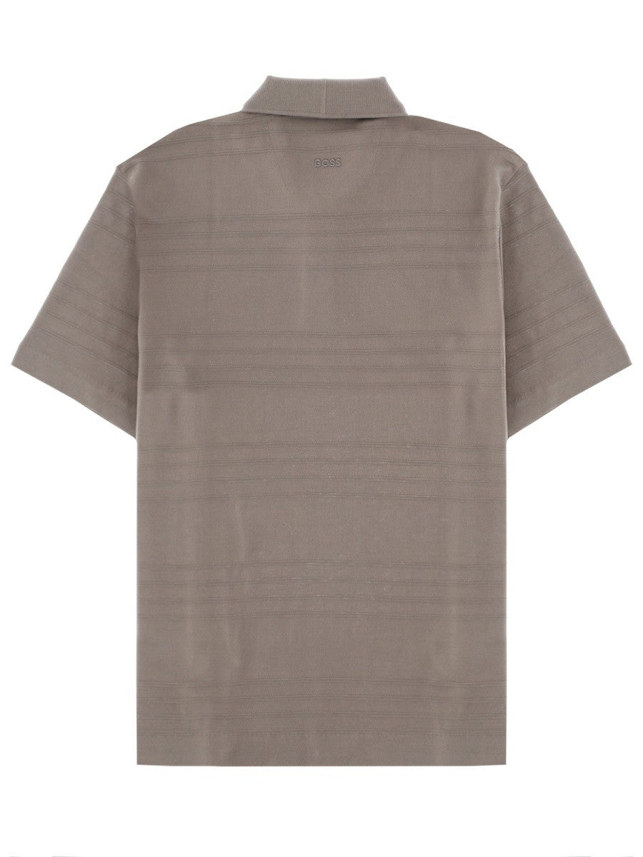 Boss Katoenen Polo met logo – Taupe