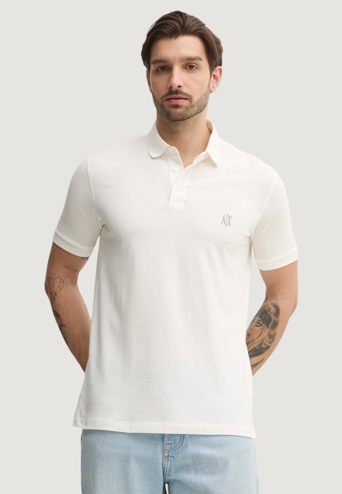 Armani Exchange Katoenen Polo met Korte Mouwen – Wit
