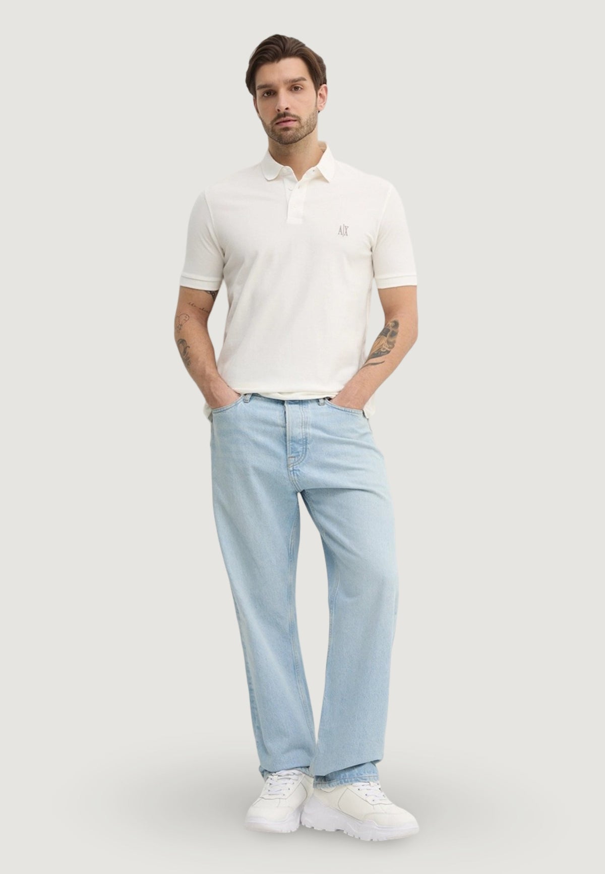Armani Exchange Katoenen Polo met Korte Mouwen – Wit