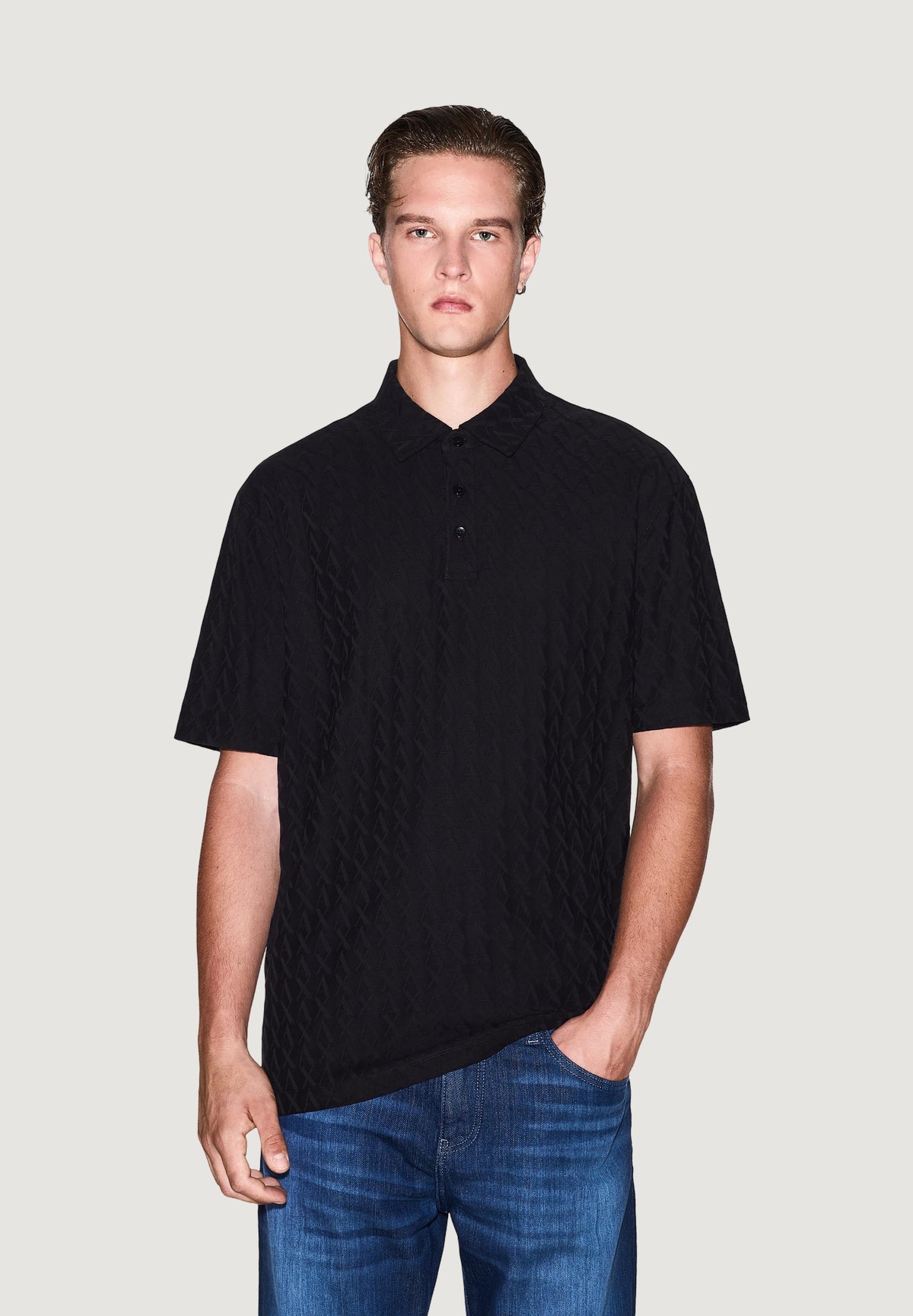 Armani Exchange Katoenen Polo met Korte Mouwen – Zwart
