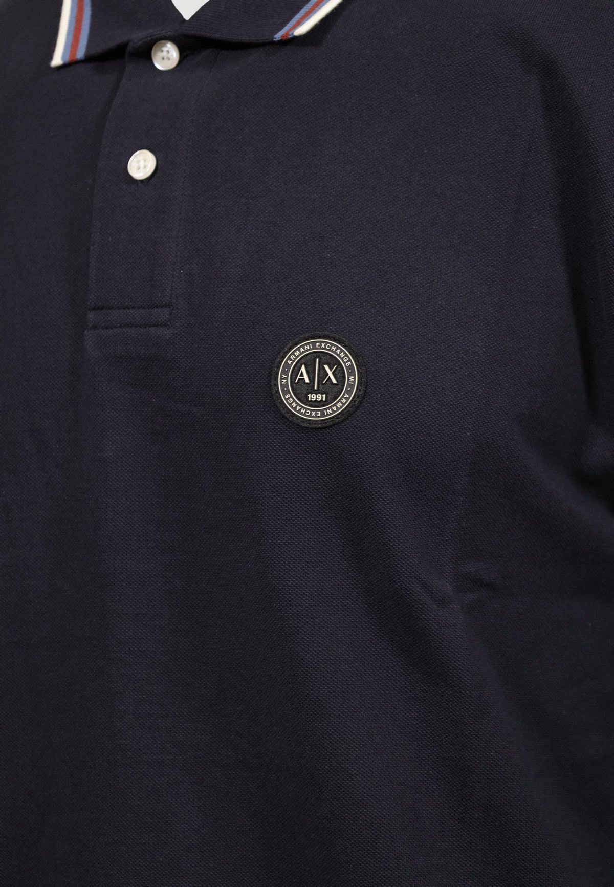 Armani Exchange Katoenen Polo met Lange Mouwen – Marineblauw