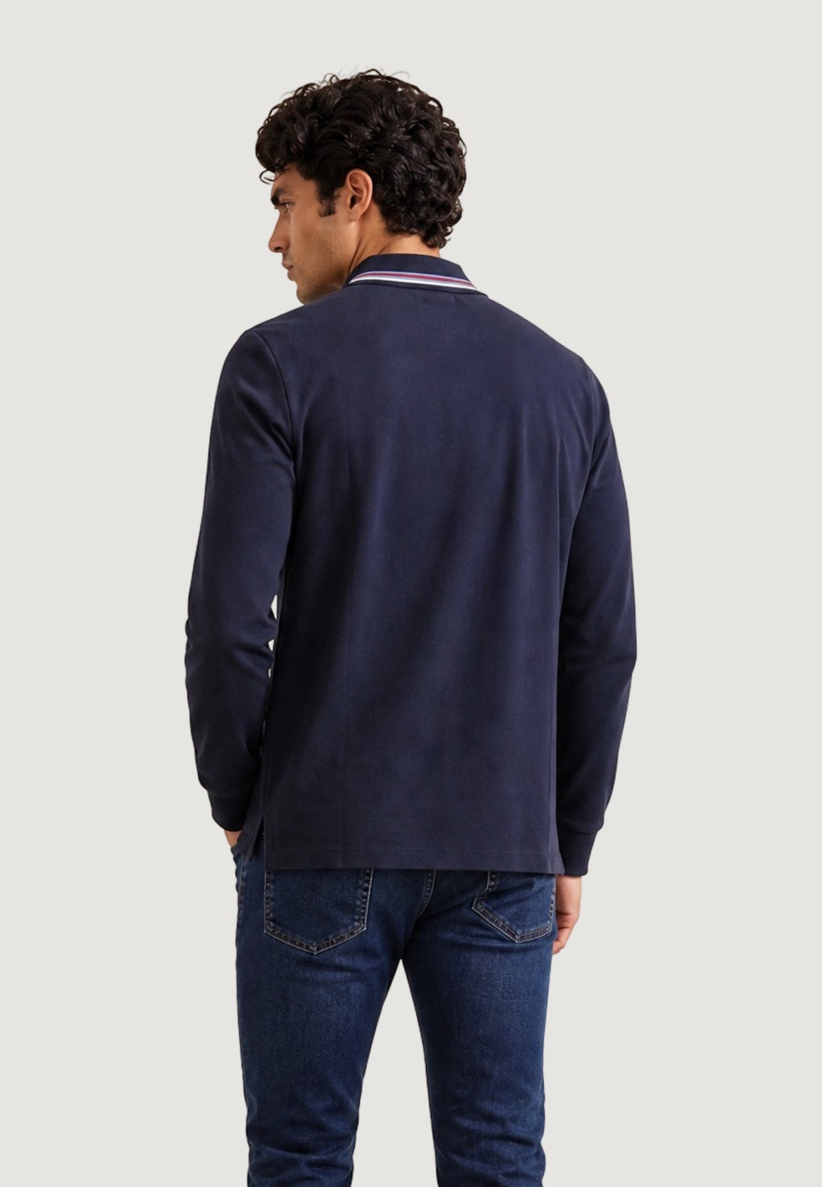 Armani Exchange Katoenen Polo met Lange Mouwen – Marineblauw