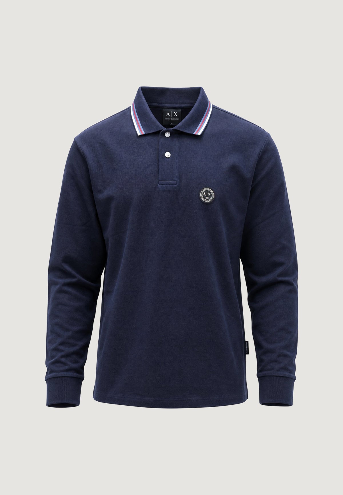 Armani Exchange Katoenen Polo met Lange Mouwen – Marineblauw