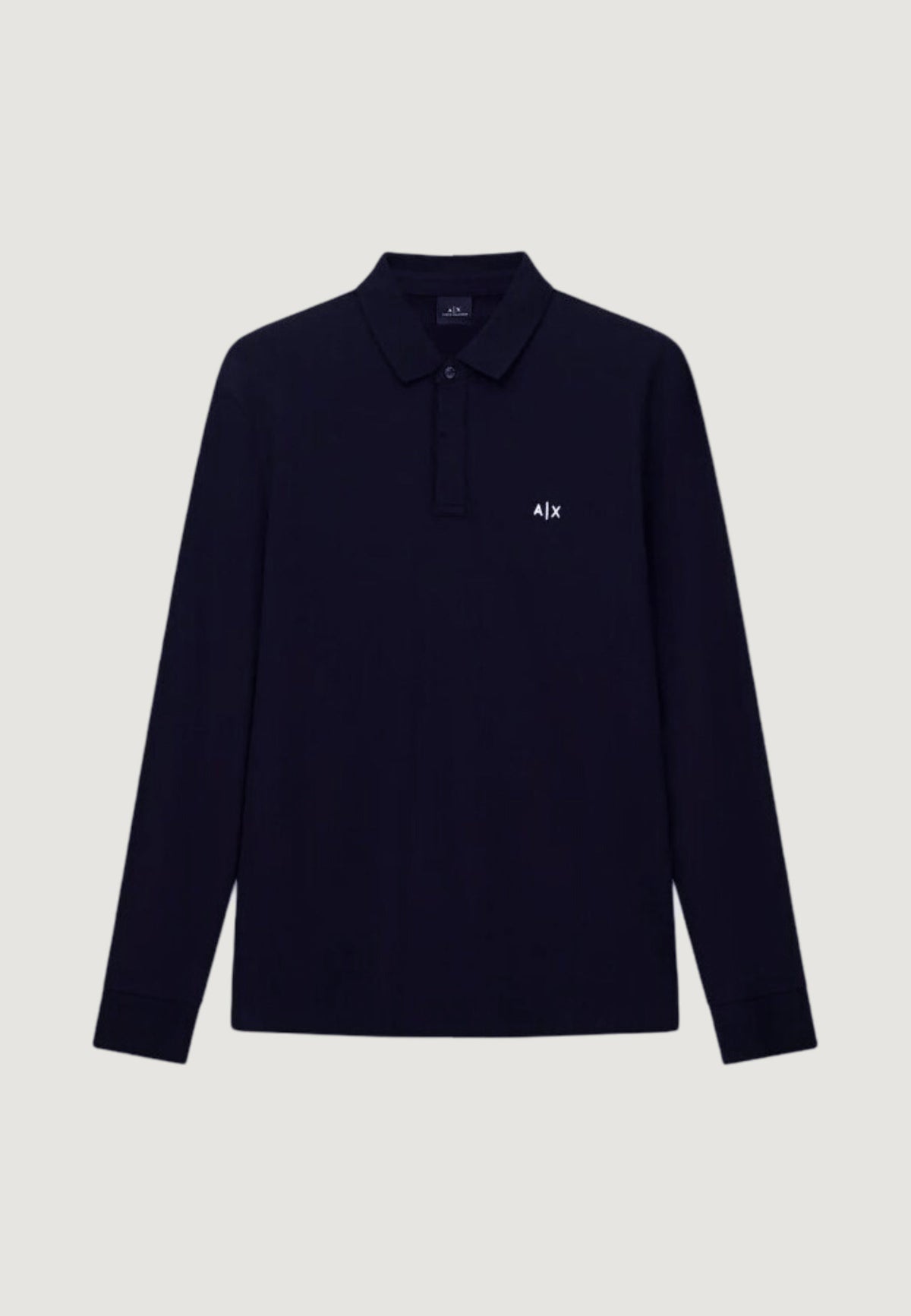 Armani Exchange Stretch Polo met Lange Mouwen – Marineblauw