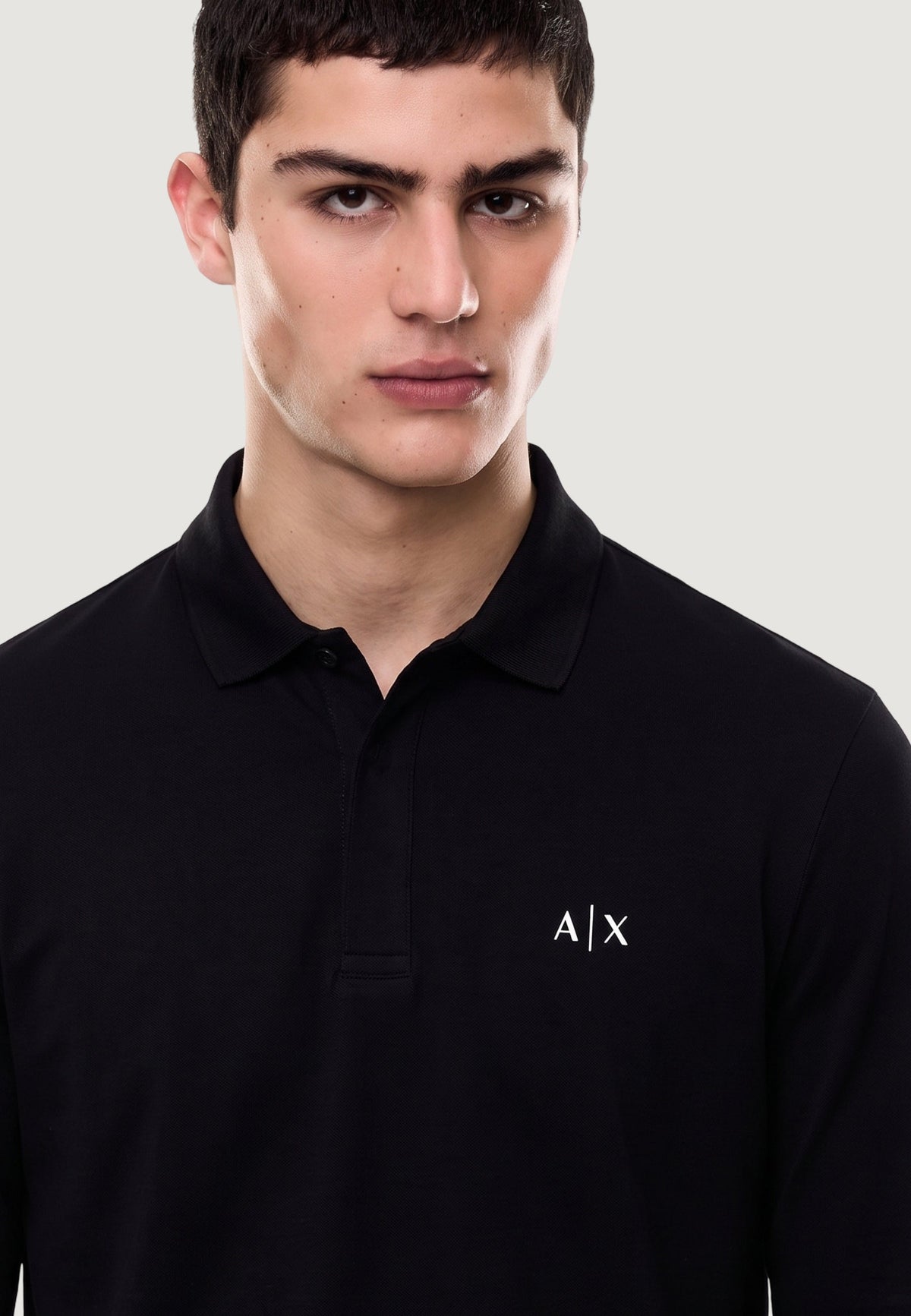 Armani Exchange Stretch Polo met Lange Mouwen – Zwart