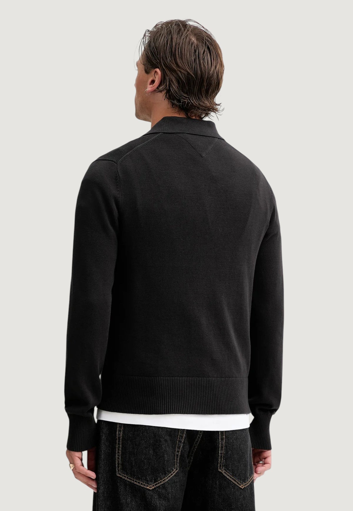 Tommy Hilfiger Slim fit polo met lange mouwen – Zwart